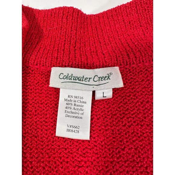 Coldwater‎ Creek Red Bejeweled Cats Kitchy Zip Sweater Jacket Size L - Picture 5 of 16